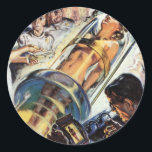 Adesivo Vintage Science Fiction, Woman Lab Experiment<br><div class="desc">Imagem de ficção científica em Vintage,  mostrando uma mulher em um tubo em um laboratório sendo examinado por cientistas.</div>