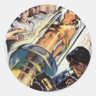 Adesivo Vintage Science Fiction, Woman Lab Experiment