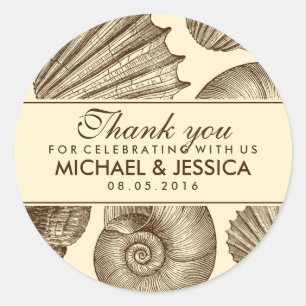 Adesivo Vintage Seashell Casamento Favor Obrigado Sticker