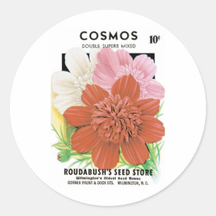 Adesivo Vintage Seed Packet Art, Flores de Jardim Cosmos