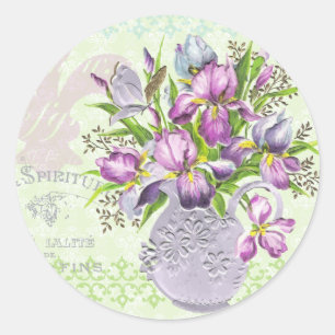 Adesivo Vintage Shabby Purple Flowers Whimsical Green