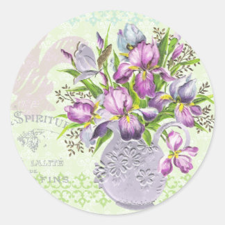Adesivo Vintage Shabby Purple Flowers Whimsical Green