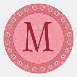 Adesivo Vintage Shabby Rosa Monograma Sticker