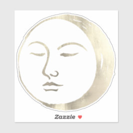 Adesivo Vintage Silver Foil Witchy Celestial Sleeping Moon