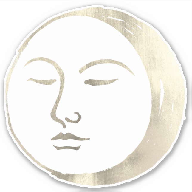 Adesivo Vintage Silver Foil Witchy Celestial Sleeping Moon (Frente)