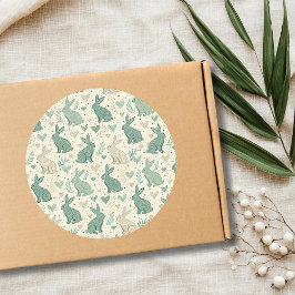 Adesivo Vintage Simple Bunny Silhouettes Hearts Pattern