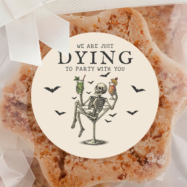 Adesivo Vintage Skeleton Halloween Party (Criador carregado)