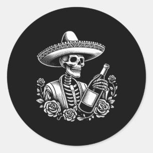 Adesivo Vintage Skeleton Tequila Mexico Dia De Los Muertos
