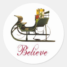 Vintage Sleigh e Acredite no Envelope Calliografia