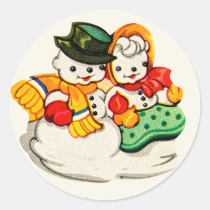 Adesivo Vintage Snow Man & Woman Stickers