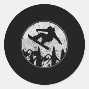 Adesivo Vintage Snowboarder Pine Snowboard Fan Rider Gi