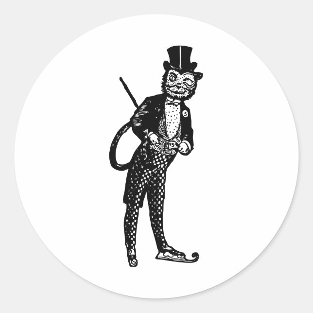 Adesivo Vintage Sophisticated Opera Cat (Frente)