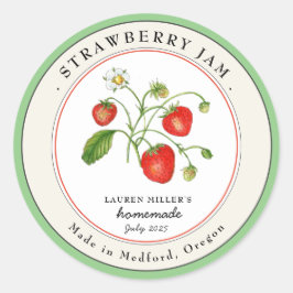 Adesivo Vintage Strawberry Jam jar Rótulo de conserva