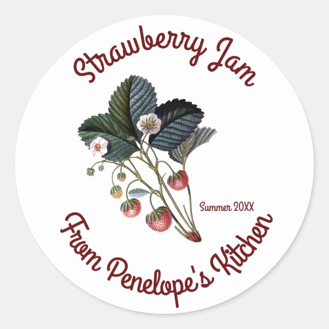Adesivo Vintage Strawberry Jam Rotule sua cozinha (Frente)