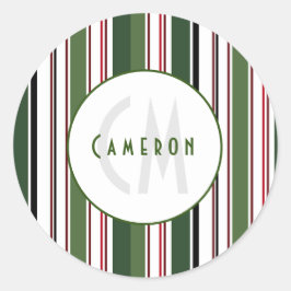 Adesivo Vintage Stripes Simples Monograma Branco Verde