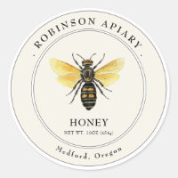 Vintage style Bee Honey Jar label