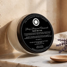 Vintage Style Black Cosmetics Jar Label com logoti