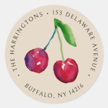 Vintage Style Cherries Endereço de Retorno Desenho