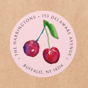 Adesivo Vintage Style Cherries Endereço de Retorno Desenho