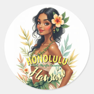 Adesivo Vintage Style Hawaii Viagem Honolulu Hula Girl