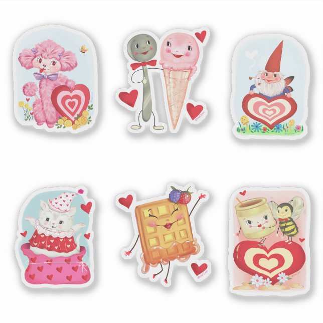 Adesivo Vintage Style Valentines Sticker Sheet (Frente)