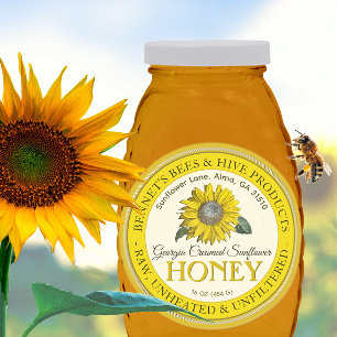 Adesivo Vintage Sunflower Honey Não Aquecido Não Filtrado