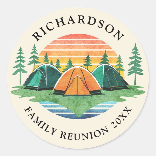 Adesivo Vintage Sunset Camping Personalizado Family Reunio (Frente)