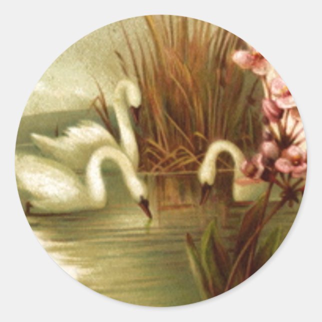 Adesivo Vintage Swans Envelope Selo (Frente)