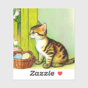 Adesivo Vintage Tabby Cat Illustration