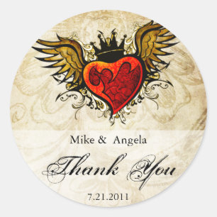 Adesivo Vintage Tatto Winged Heart Obrigado Sticker