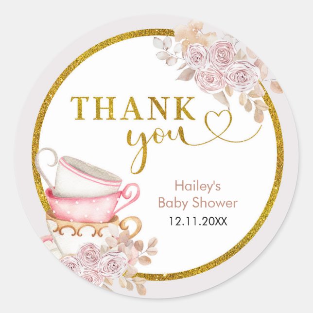 Adesivo Vintage Tea Party Obrigado Sticker (Frente)