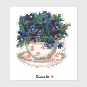 ADESIVO VINTAGE TEACUP COM PAINÉIS TRANSPARENTE STICKER