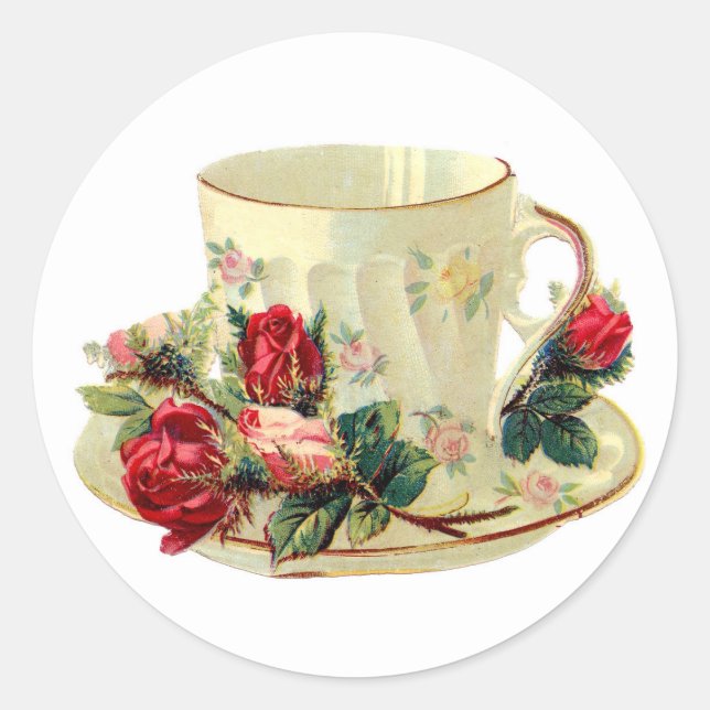 ADESIVO VINTAGE TEACUP ROUND STICKER (Frente)