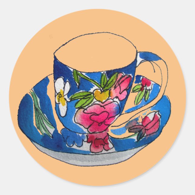 Adesivo Vintage Teacups (Vintage Teacups) ilustração origi (Frente)