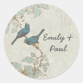 Adesivo Vintage Teal Bird Wedding Seal