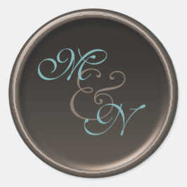 Adesivo Vintage Teal e Brown 1,5" Diameter Round Sticker