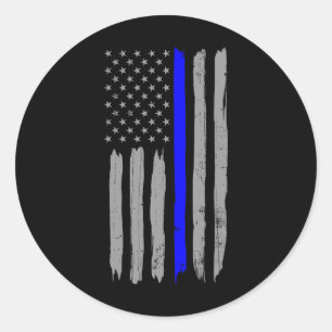 Adesivo Vintage Thin Blue Line Shirt Policial Apoia Usa Fl