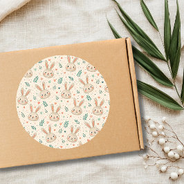 Adesivo Vintage Tiny Bunny Faces with Roses Pattern