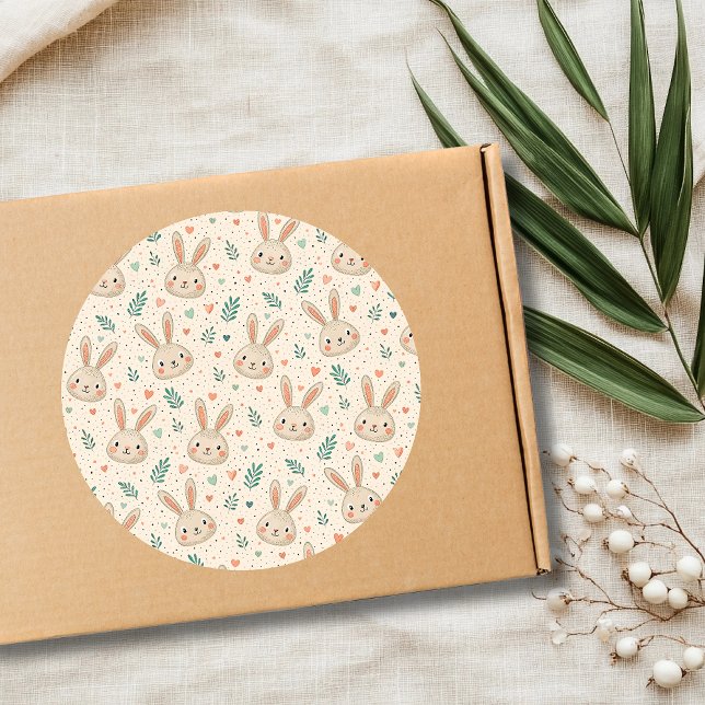 Adesivo Vintage Tiny Bunny Faces with Roses Pattern (Criador carregado)