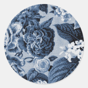 Adesivo Vintage Toile floral No.1 do azul de índigo