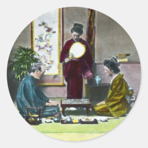 Adesivo Vintage Tradicional Japonês Mahjong 麻 雀