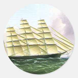 Adesivo Vintage Transportation Antique Clipper Ship at Sea