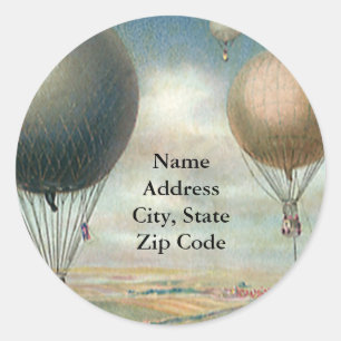 Adesivo Vintage Transportation Hot Air Balons, Dirigível