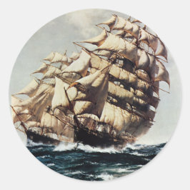 Adesivo Vintage Transportion, Clipper Navega em Rough Seas