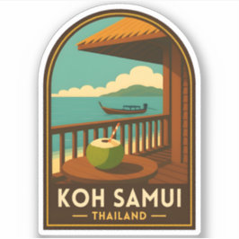 Adesivo Vintage Travel Koh Samui Island Thailand Retro
