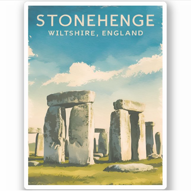 Adesivo Vintage Travel Stonehenge England Retro Scense (Frente)