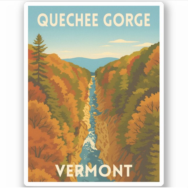 Adesivo Vintage Travel Vermont Quechee Gorge Landscape  (Frente)