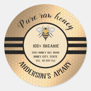 Adesivo Vintage trendy Honey jar apiary Classic Round 