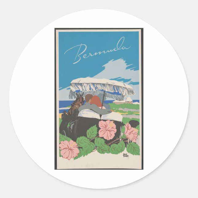 Adesivo Vintage Tropical Island Poster de viagens - Bermud (Frente)