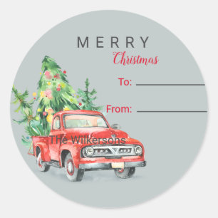 Adesivo Vintage Truck Christmas Name Holiday Gift Sticker